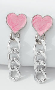 Heart chain earrings