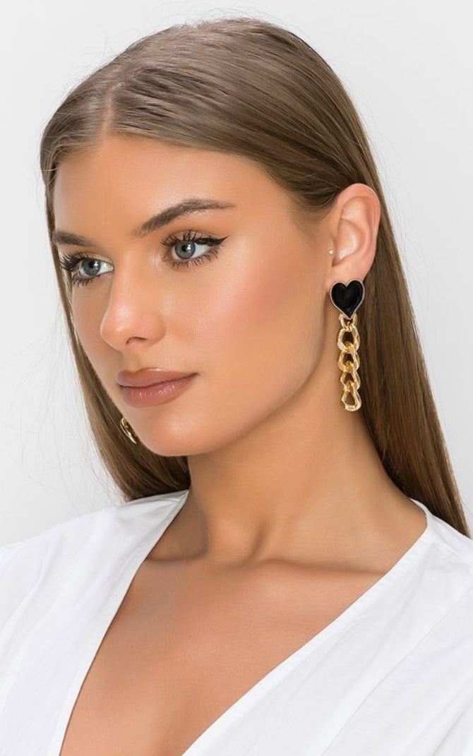 Heart chain earrings