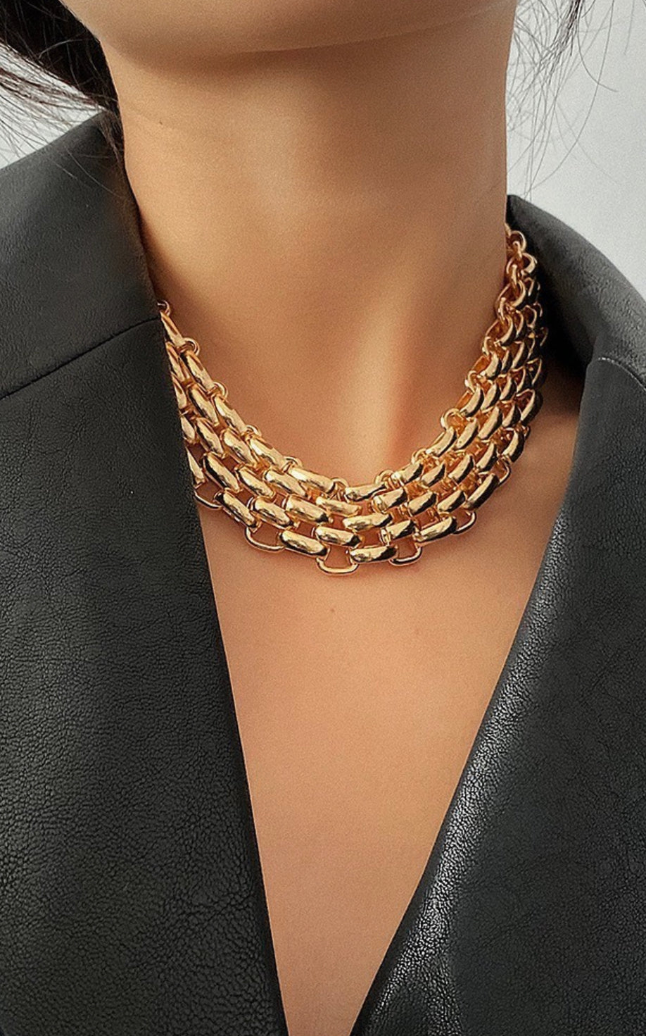 Layered gold chain necklace